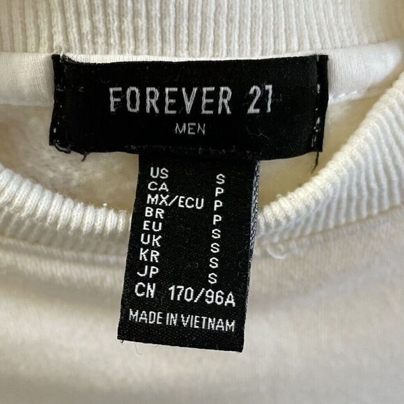 FOREVER 21 Sweatshirt Men Small S Ivory Crewneck Pullover Less I Know The Better - Picture 5 of 6